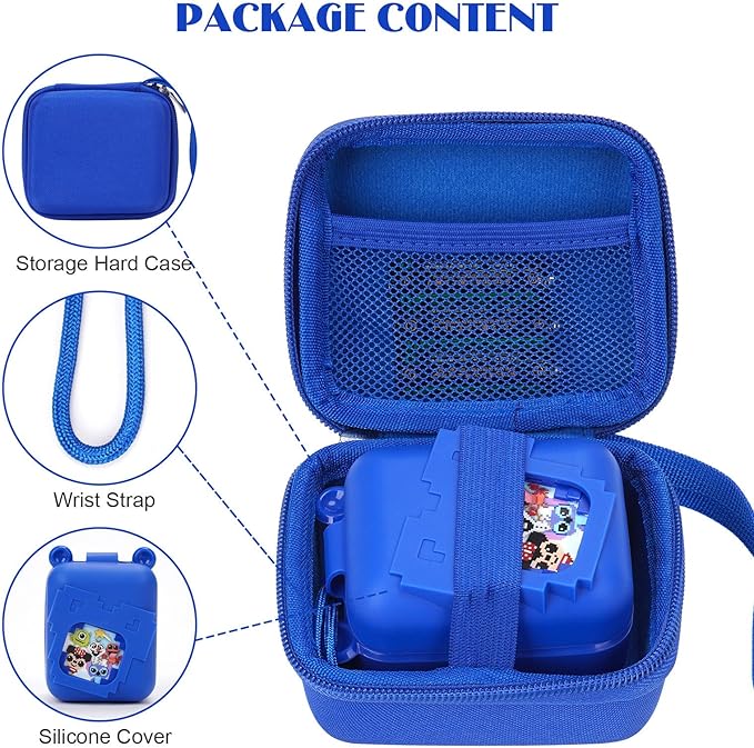 MGZNMTY Carrying Case and Silicone Case for Bitzee Disney Interactive Toy Digital Pet and Protective Skin Cover for New Bitsy Electronic Virtual Pet (Dsn Blue)