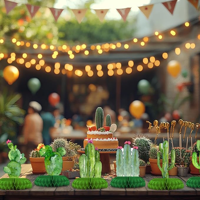 12 Pack Cactus Table Decorations - Cactus Party Decorations for Kids' Birthday and Baby Shower - Cactus Table Toppers