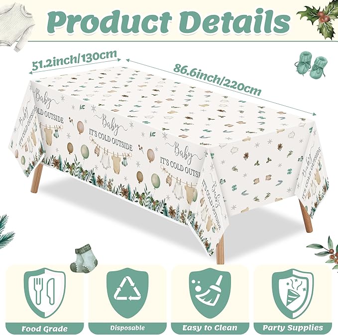 Table Cover Party Decoration - 3Pcs Winter Sweater Balloon Disposable Plastic Table Cloth Birthday Party Favors Classroom Happy New Year Decorations Supplies Banner Kids Santa Claus Snowman