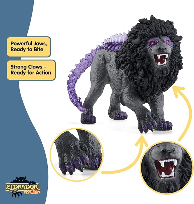 Schleich Eldrador Creatures - Mythical Shadow Lion Action Figure - Highly Detailed and Realistic Figurine Toy with Transparent Tail for Boys and Girls - Kids Ages 7+