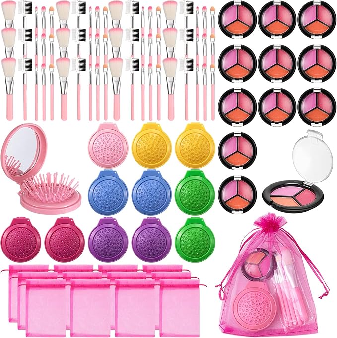 12 Sets Kids Makeup Kit for Girls, Kids Spa Party Supplies for Girls, Sleepover Makeup Cosmetic Set Birthday Party Favors Toddler Girl(Multicolor)