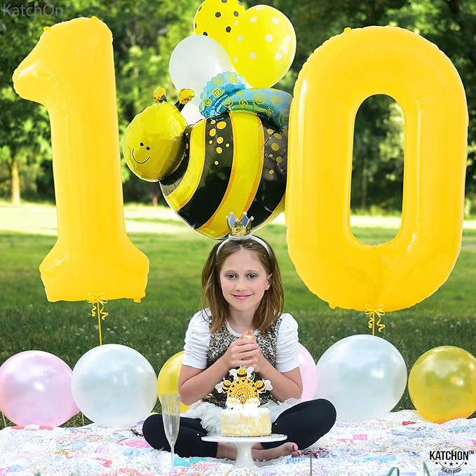 KatchOn, Yellow 0 Balloon Number - Giant, 40 Inch yellow Number Balloons | Zero Balloon for Happy Birthday Decorations | Number 0 Foil balloon for yellow Mylar Decorations