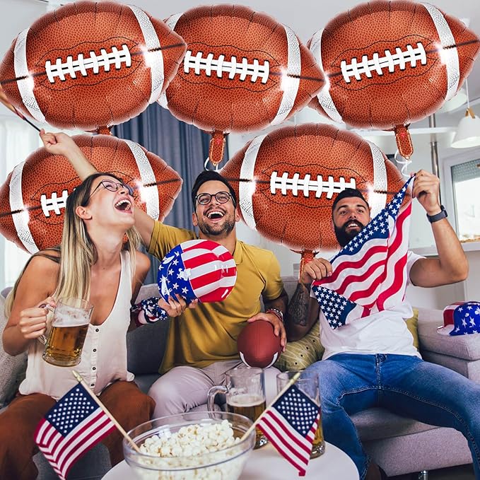 12 Pcs Football Balloons,18 Inch Football Foil Balloons,Football Party Balloon Sports Mylar Balloon Footballs Birthday Decorations for Footballs Party Sports Theme Party Supplies (Football)