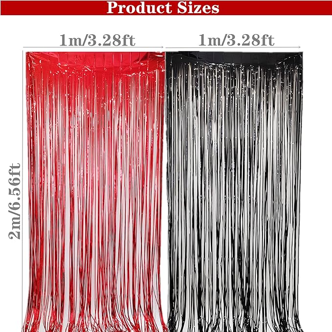 12th Birthday Decorations for Boys Red Black 12th Happy Birthday Banner Party Supplies Number 12 Balloons Fringe Curtain 12 Years Old Bday Party Supplies Kit for Him Her Girls (Red)