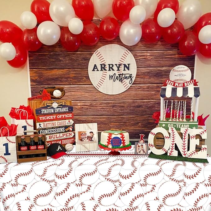 2Pcs Baseball Tablecloths, Rectangular Baseball Pattern Table Cloth Disposable Party Decorations Table Covers for Boys Sports Event Birthday Party Supplies, 51x86 Inch