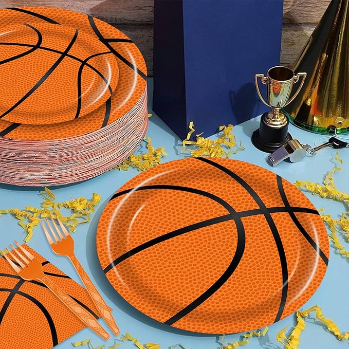 96 Pcs Basketball Plates & Napkins - Party Supplies, Birthday Decorations, Party Favors for Kids