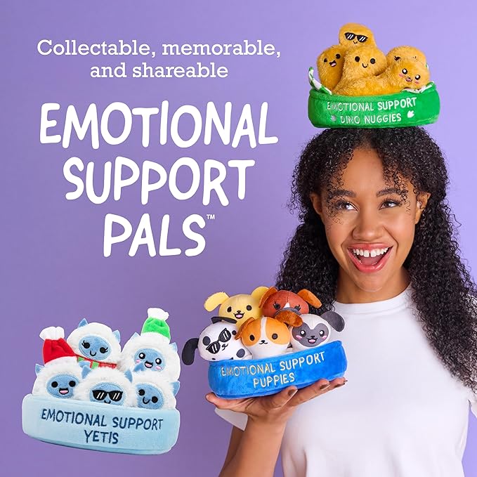 Emotional Support Dino Nuggies by Relatable, Easter Plush Stuffed Animals & Toy, Cute Easter Basket Stuffer, Non Candy Easter Gift for Kids, Includes 5 Dinosaur Plushies with Carrying Basket