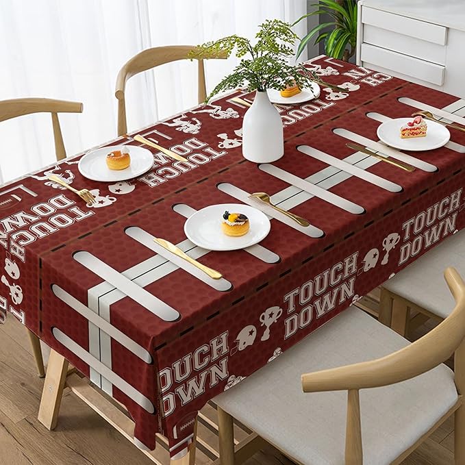 Football Tablecloth 54×108 Inch, Green Field Plastic Table Cover with Soccer Ball, Waterproof Disposable Table Cloth for Sports Theme Birthday Party, Sport Theme Party Supplies