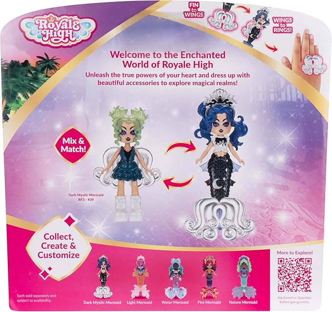3” Dark Mystic Mermaid Fashion Doll - 1 Figure with 9 Fashion Accessories - Virtual Item Code Included - Series 3 - Ages 5+