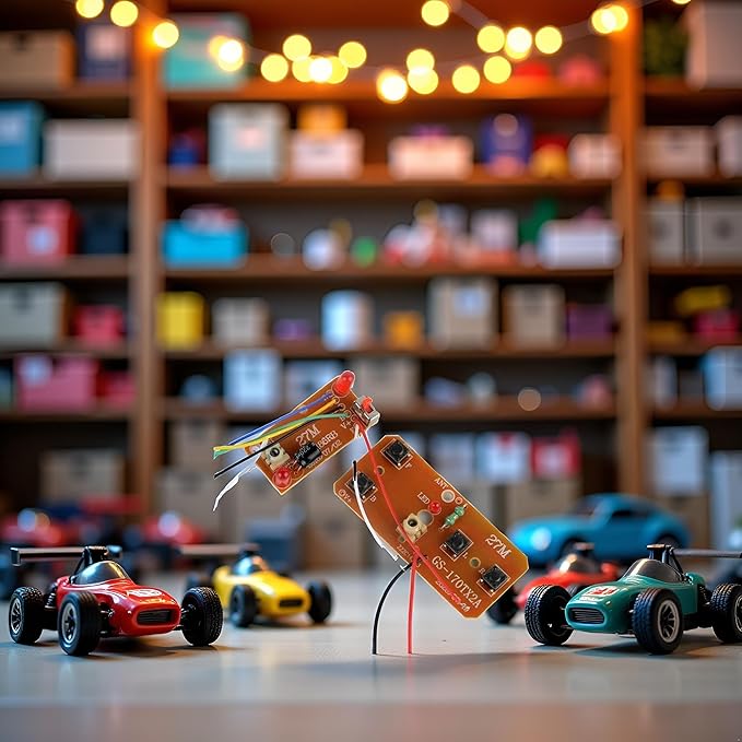 2Pcs 27mhz Four-Way Remote Control Board Two-Way RC Transmitter and Receiver Toy Car Robot Model Accessories for DIY Toys Projects (Four-Way Remote Control Remote and App Controlled Vehicles, Cars