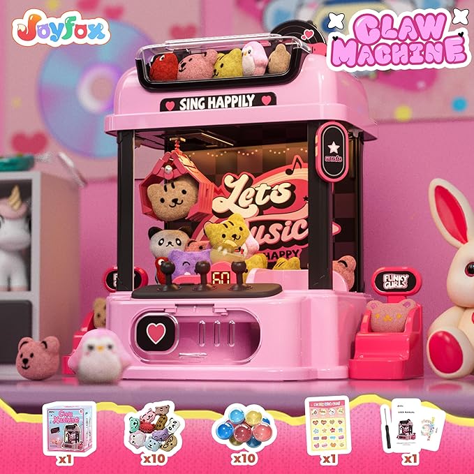 Claw Machine for Kids with Remote Control, Y2K Toy for Girls Age 3+, Girl's Birthday Gifts with Plush Toy and Capsules, Kawaii Room Decor for Teens, Girl Age 3 4 5 6 7 8 9 10 11 12