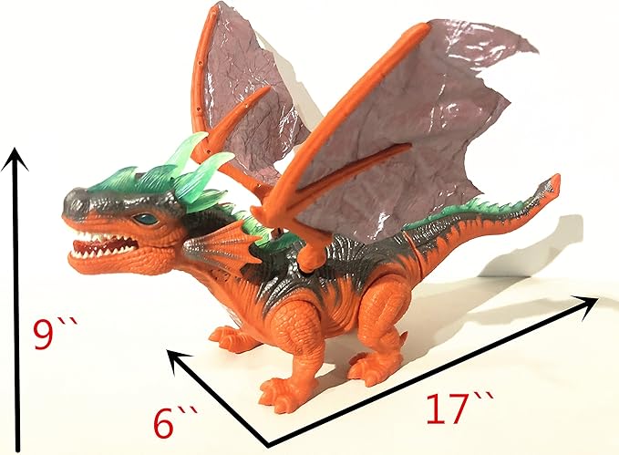 SY JOYSAE Walking Dinosaur Toy with Flashing and Sounds Dinosaur Toys for Kids, Battery Operated Triceratops Fiery Dragon (RED)