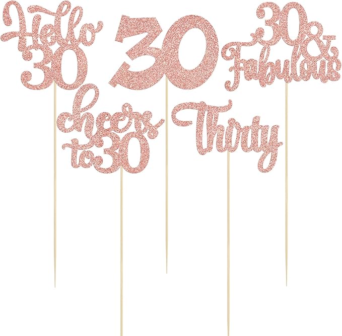 Gyufise 15Pcs 30th Birthday Centerpiece Sticks Thirty Happy 30th Table Flower Centerpieces Sticks Cheers to 30 Floral Decorations for 30th Birthday Party Centerpieces Supplies Rose Gold