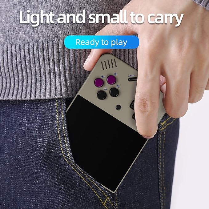 Miyoo Mini Plus Handheld Game Console 3.5 inch Classic System Retro Video Games Consoles Portable Rechargeable Hand Held 64G with Case Gray
