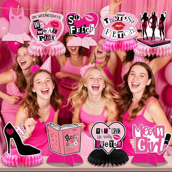 Pink Girls Centerpieces for Table Popular Girl Party Table Decorations Burn Book Pink Girls Birthday Decorations