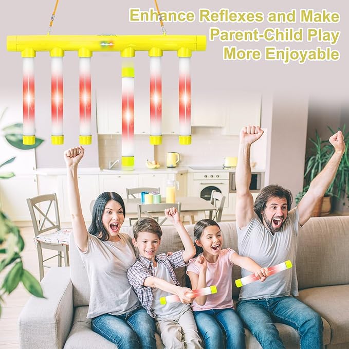 OCES Reflex Stick Game, Reflex Light-Up Sticks Reaction Training Hand Speed Challenge Game, Upgrade Hand Eye Coordination Training Toy Remote Control 3 Adjustable Speed (Light-Up Yellow)