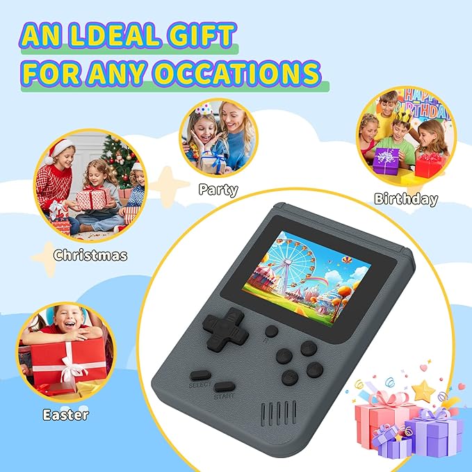 Retro Handheld Games Console Built-in 400 Video Games, Portable Handheld Emulator with 3.0 Inch Screen, Mini Travel Retro Gaming Consle (Gray)