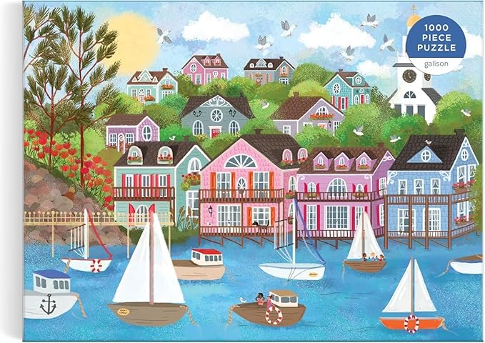 Galison Harbor by The Sea – 1000 Piece Joy Laforme Jigsaw Puzzle Featuring Beautiful Artwork of New England Summer Paradise