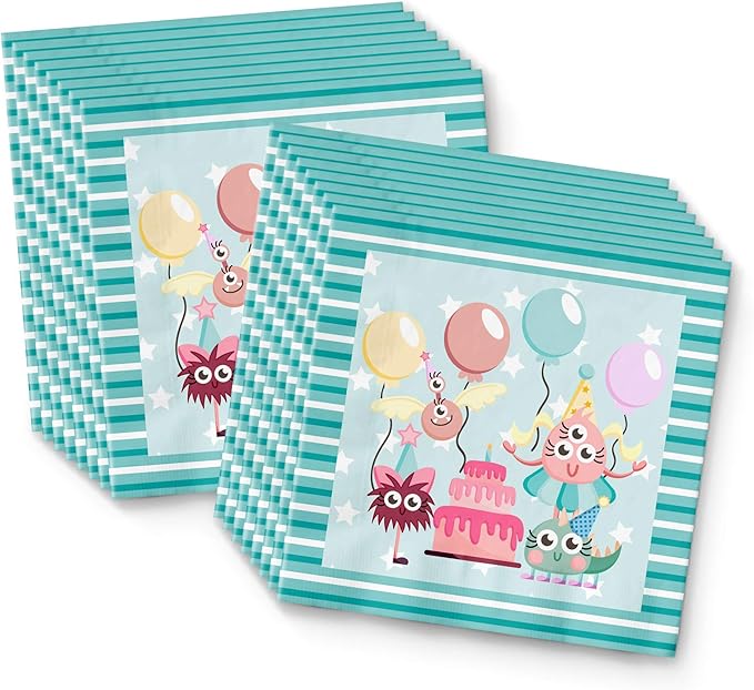 Mighty Monster Girl Birthday Party Supplies Set Plates Napkins Cups Tableware Kit for 16
