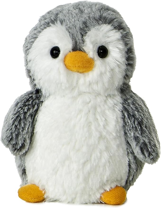 Aurora® Playful Pompom Penguin™ Mini Stuffed Animal - Vibrant Companions for Warm Cuddles - Perfect for Adults, Kids, and Birthdays - Gray 6 Inches