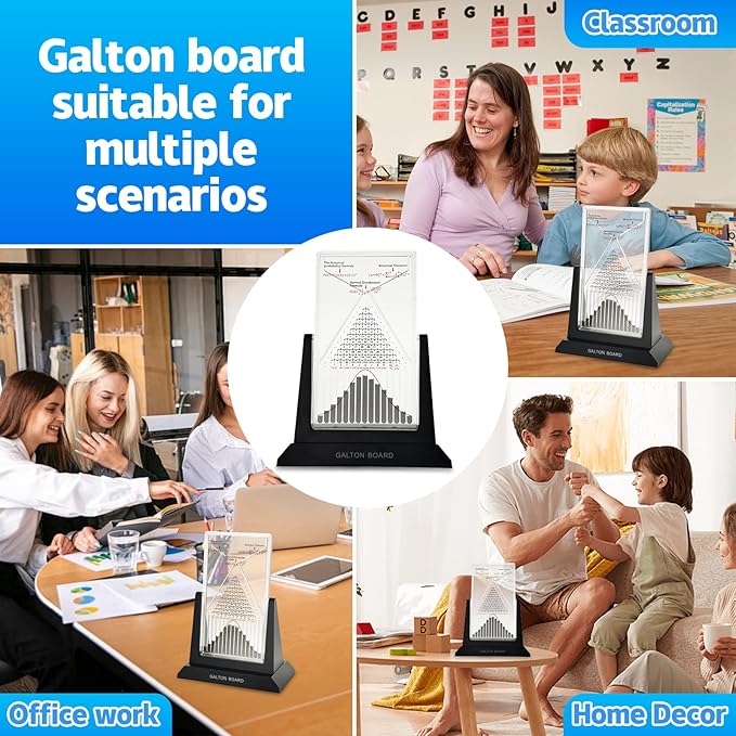 Galton Board Probability Demonstration Model - 12.6in Large Physics Learning Desk Toy with 17500 Metal Beads | Statistical Law Experiment Tool for School Labs & STEM Education