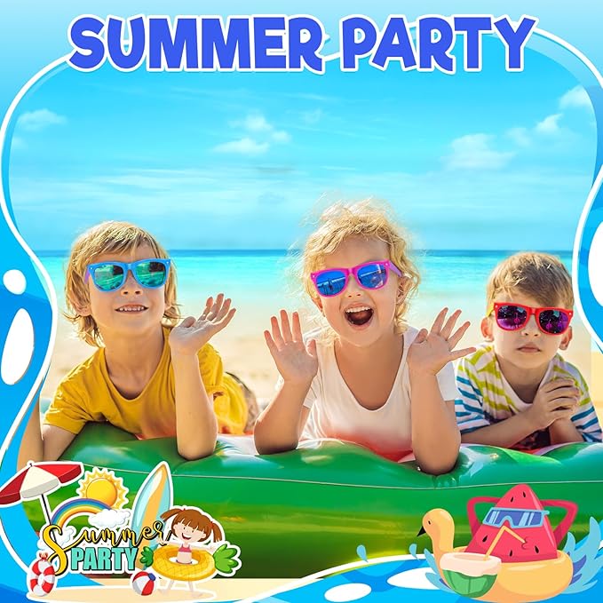 Kids Sunglasses Bulk Party Favors for Kids 4-8 & 3-5，24 Packs Boys Girls Sunglasses with UV 400 Protection, Neon Toddler Sunglasses for Kids Birthday,Pool Beach Party Favors