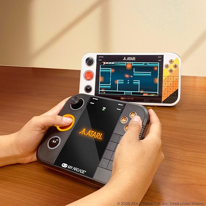 My Arcade Atari Gamestation Go: Rechargeable Battery, Over 200+ Preloaded Retro Video Games Including Pac-Man, Atari: Recharged, & Balls of Steel, Wifi,Smartglow, 7 inch Display,