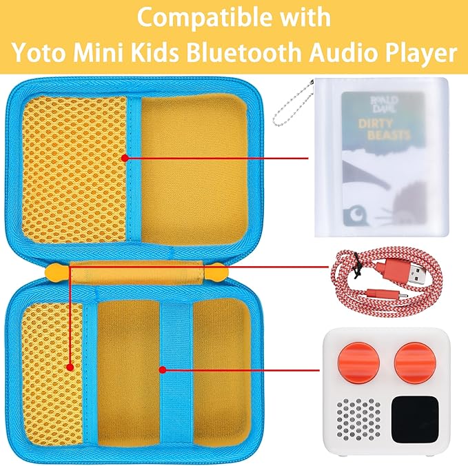 co2CREA Hard Case Compatible with Yoto Mini Kids Audio Music Player Children Speaker Plays Audiobook Cards Radio and Card Case Hold up to Yoto 36 Cards, Yellow Case,(Case for Yoto Mini)