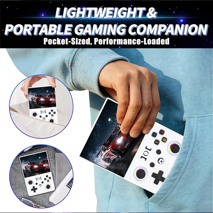 2026 NEW Upgrade R36MAXPRO Retro Handheld Game Console - 4.5 Inch Ultra-Large Screen, Support 18000+Classic Games, 64G TF Card, Linux System, 4000mAh Battery, Birthday Gift for Adult - White