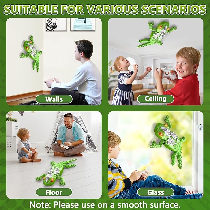 Wall Crawler Gecko, Rechargeable Remote Control Robot Kids Toys, Floor/Wall Crawling Dual Modes Wall Climbing Gecko Electric Lizard Toy, Prank Toys Birthday Gifts for Boys & Girls Ages 3 & Up
