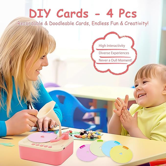 Kids Gramophone with 96 Learning Cards, Kids Story Toys and Toddler Music Player, Ages 3+
