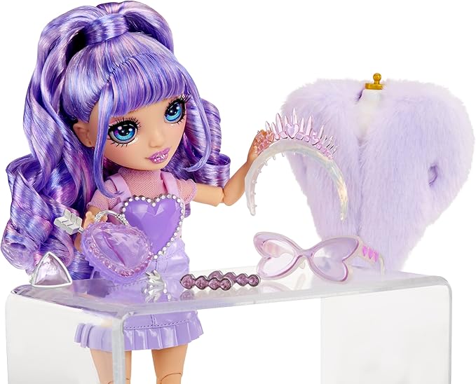 Rainbow High Creative Crystals Violet - Purple 11” Fashion Doll with Crystal Accessory Make It Kit, Ring for You, DIY, Crafts, Resin Play, Kids Gift 8+