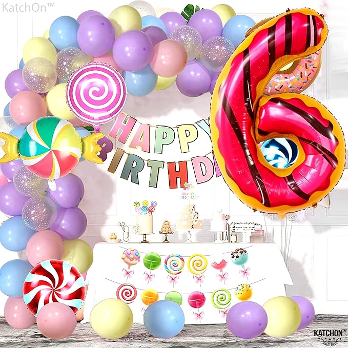 KatchOn, Giant Number 6 Donut Balloon - 40 Inch | Donut 6 Balloon for donut Birthday Decorations, 6 Number Balloons | Number Balloons for Wedding Anniversary