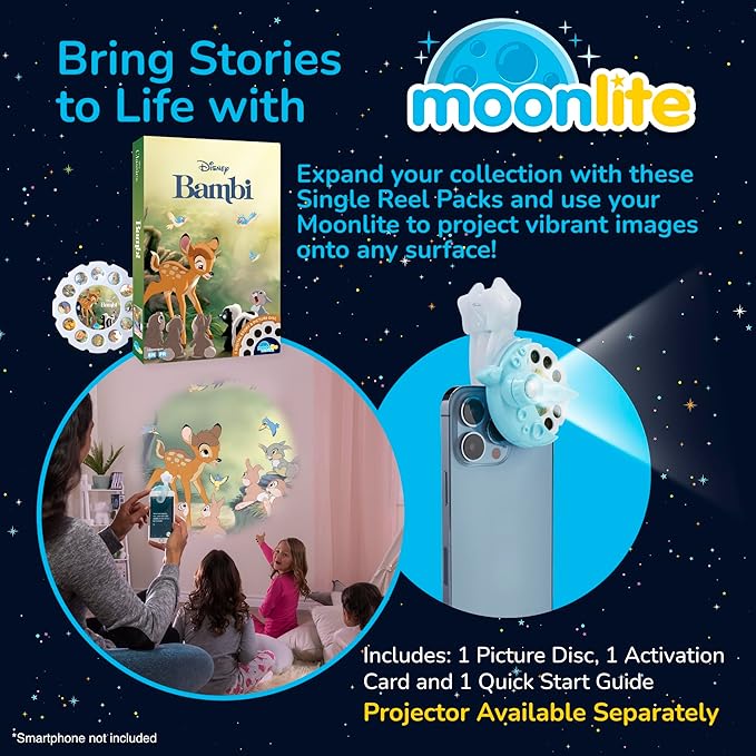 Moonlite Storytime - Disney's Bambi Storytime Disc - A Magical Way to Read Together - Projector Not Included - Digital Story w/ Sound FX - Learning Gifts for Kids Ages 1 Year & Up