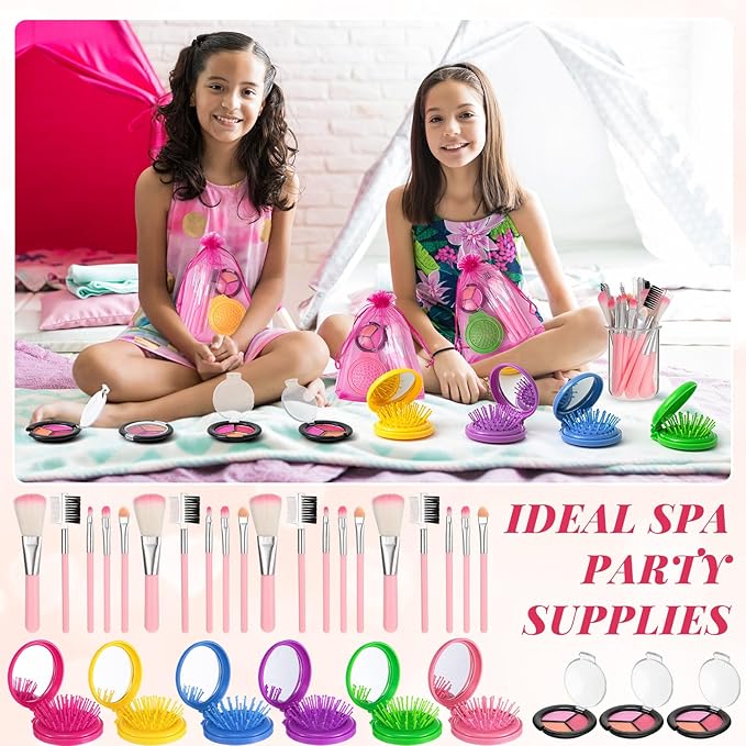 12 Sets Kids Makeup Kit for Girls, Kids Spa Party Supplies for Girls, Sleepover Makeup Cosmetic Set Birthday Party Favors Toddler Girl(Multicolor)