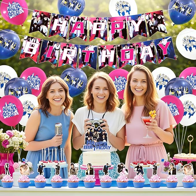 Birthday Party Supplies,MeiYiYou Birthday Decorations Set - Banners,Cake Toppers,21PCS Cupcake Toppers Perfect for Boys and Girls(Purple)