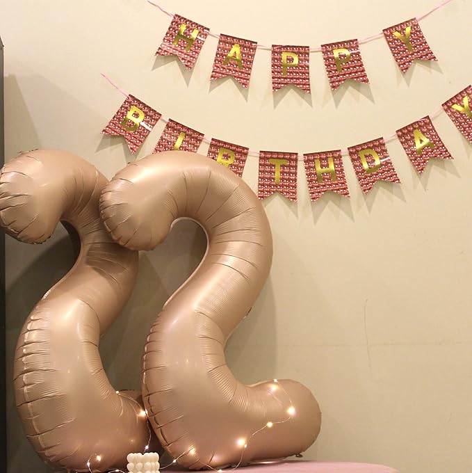 Light Brown 40 Inch Big Number Balloon Birthday Decoration, Number 2 Helium Balloon 12 20 22 23 24 26 2026 New Years Celebration, Boy Girl Baby Anniversary Party Graduations Supplies Decorations