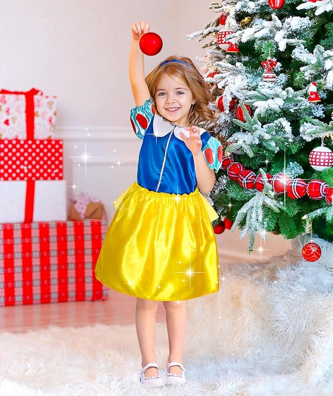 Girls Princess Dress Up Trunk, Pretend Play Costumes Princess Role Play Set 15pcs Girls Dress up Clothes for Toddler Age 3 4 5 6 Years with 4 Tops,4 Princess Dresses Crown Necklaces