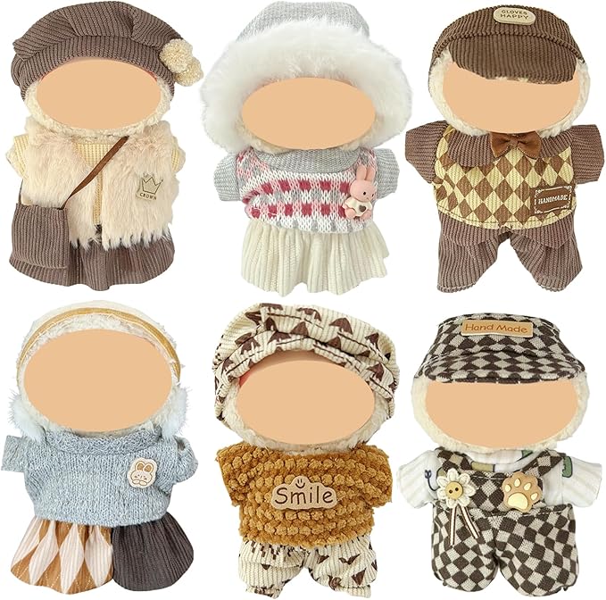 Clothes for Doll, 6 Pack Doll Outfits for 17cm Doll, Perfect for Play and Display, Accessories for Doll's Collectors, (No Dolls) (Set 5)