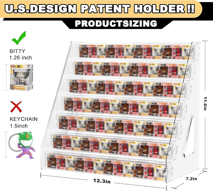 7 Layers Acrylic Display Shelf for Funko Bitty Pop, Clear Display Stand Toys Organizer for Mini Collectible Toys