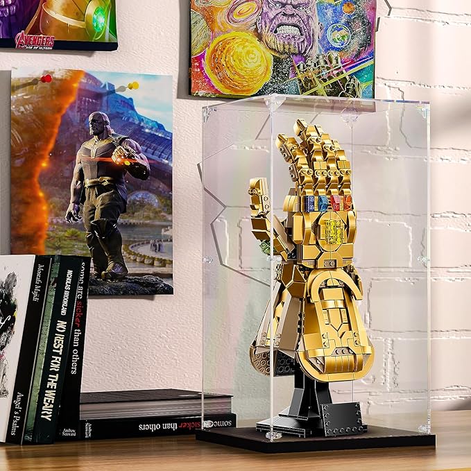 Acrylic Display Case for Lego Infinity Gauntlet 76191 Nano Gauntlet 76223 Clear Acrylic Display Box for Showcasing Figures Doll Toys Collectibles (7.5x6.3x14.2 inch, 19x16x36 cm)
