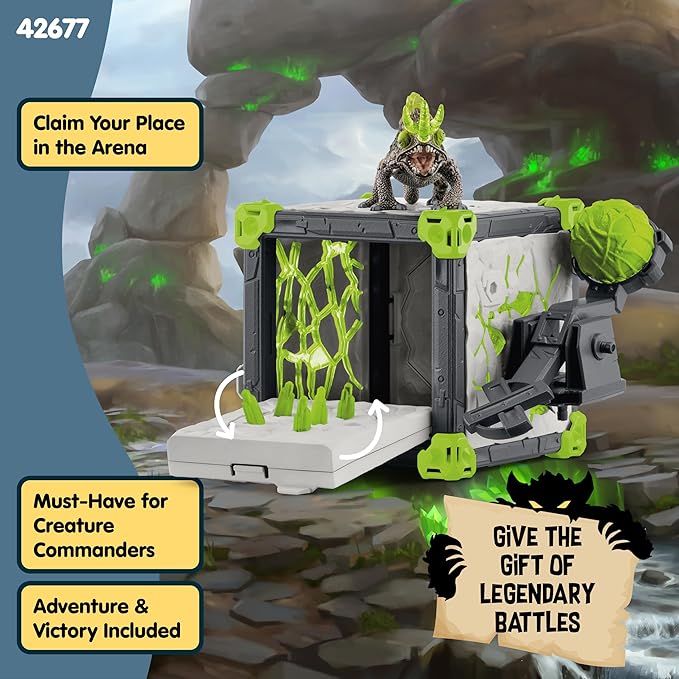 Schleich Eldrador Creatures - 34 PC Stone Battle Cave with Chameleon Toy Playset - Lizard Figurine for Boys and Girls with Expandable Fortress - Interactive, Imaginative Play for Kids Ages 7+ | 42676