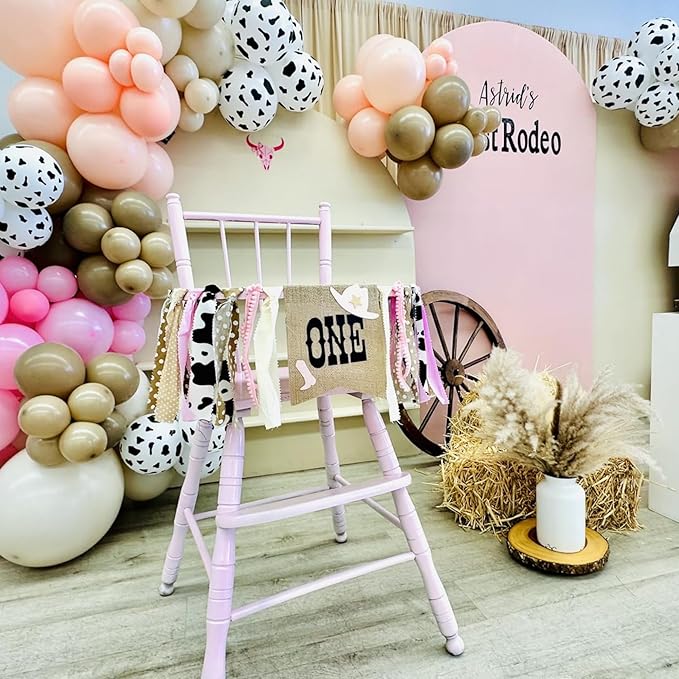 Cowgirl Highchair Banner 1st Birthday - My First Rodeo High Chair Banner, First Rodeo Birthday Decorations Party Supplies for Party, Anniversary, Photo Props... (Pink)