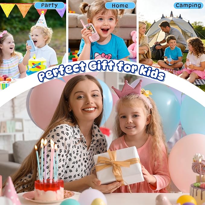 Video Walkie Talkies for Kids, 2 Pack Rechargeable Handheld Intercom Toddler Toys with Voice Changer, Fun Xmas/Birthday Gifts for in/Outdoor Family Play Camping Hiking Games for Boys Girls Ages 3-12