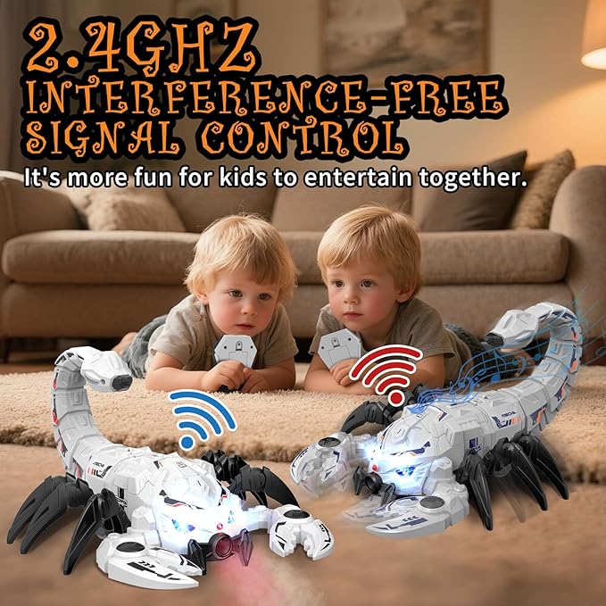RC Scorpion Robot Toy with 2.4GHz Remote, Lights, Music & Spray - Realistic Scorpion Gift for Kids, Perfect for Holidays, Parties & Pranks