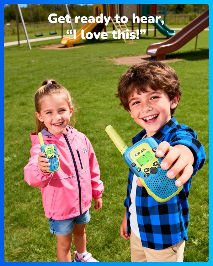 Rechargeable Walkie Talkies for Kids,2 Pack,2000 mAH Battery,Easter Gifts Toys for 3-12 Year Old Boys Girls to Outside, Hiking,Camping Games Walkie Talkie for 3 4 5 6 7 8 9 10 11 12 Years