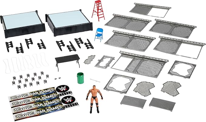Mattel WWE Survivor War Games Playset with Action Figure, 2 Rings, Cage & 5 Accessories, Includes Randy Orton 6-inch Collectible