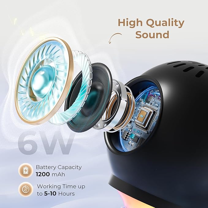 Wireless Bluetooth Karaoke Microphone for Kids, Portable Handheld Karaoke Mic Speaker Toys with LED Light, Best Christmas Birthday Festival Party Gift for 3 4 5 6 7 8 9+ Year Old Girls Boys (Beige)