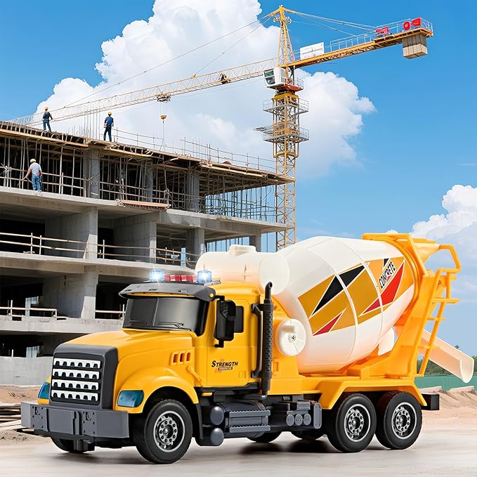 Large Cement Mixer Truck,Toys for 3 4 5 6 7 8 Year Old Boys, Lights and Sounds Truck Vehicles Toy for Kids Childs Toddlers Christmas Birthday Gift