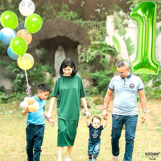 KatchOn, Large Green Number 1 Balloon - 40 Inch | Mylar Foil Balloon For 1st Happy Birthday Decorations | Green Number 1 Balloon For 1st Anniversary Decorations | Birthday Party Decoration